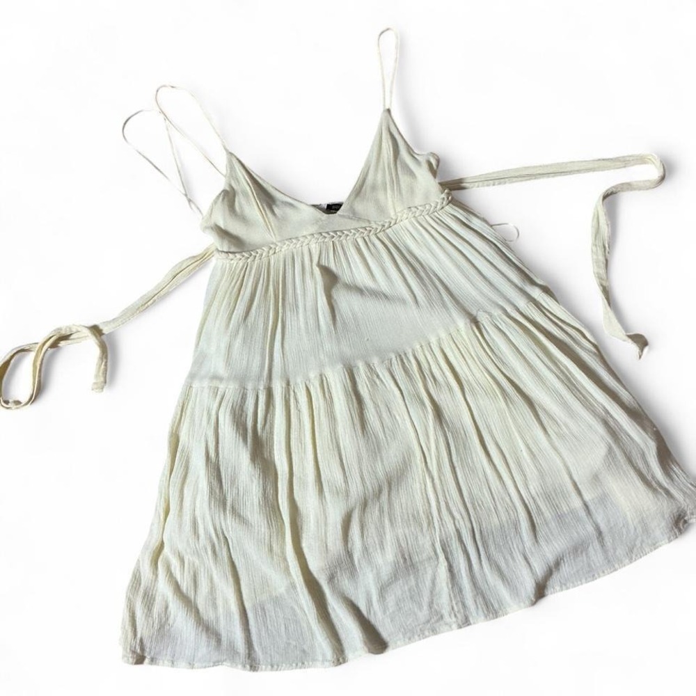 Paper Moon‎ Babydoll Tiered Rayon Dress Braided Empire Waist PD15573 Womens L